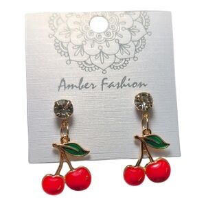 Cherry Earrings - Red and Green